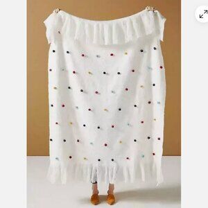 NEW w/ TAGS SOFT Anthropologie Hilda POM POM Mohair Throw Blanket